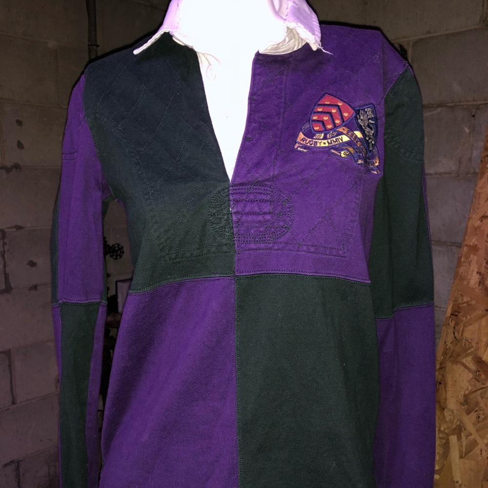 Rare Green and Purple Ralph Lauren Rugby Polo